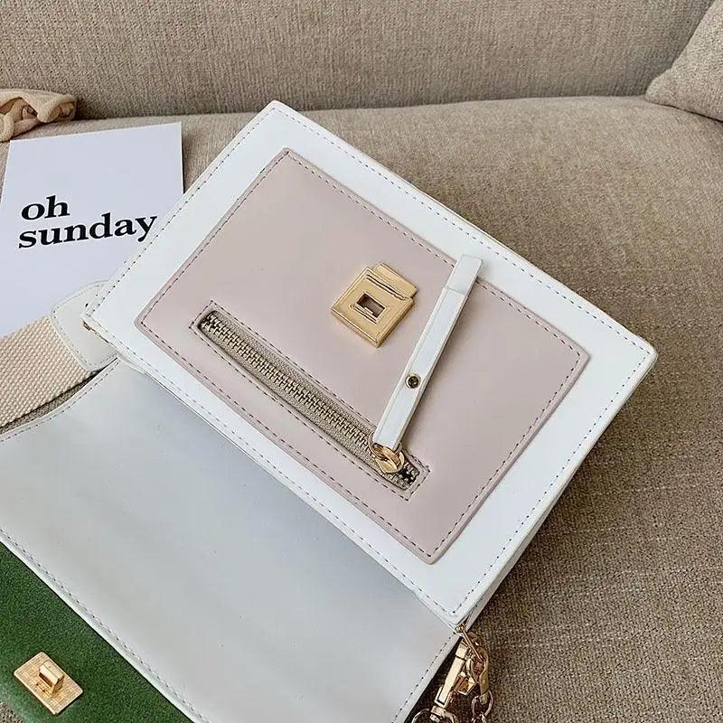 New Look Contrast Color Scrub Leather Crossbody Bags For Women And Girls Simple Chain Shoulder Bag , Purses And Handbags For Ladies Stevvex