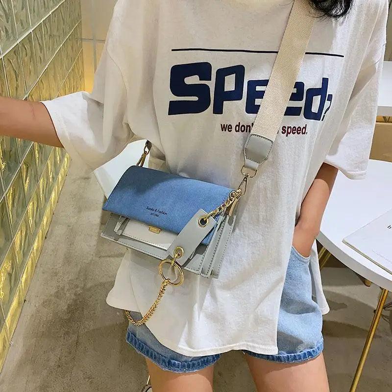 New Look Contrast Color Scrub Leather Crossbody Bags For Women And Girls Simple Chain Shoulder Bag , Purses And Handbags For Ladies Stevvex
