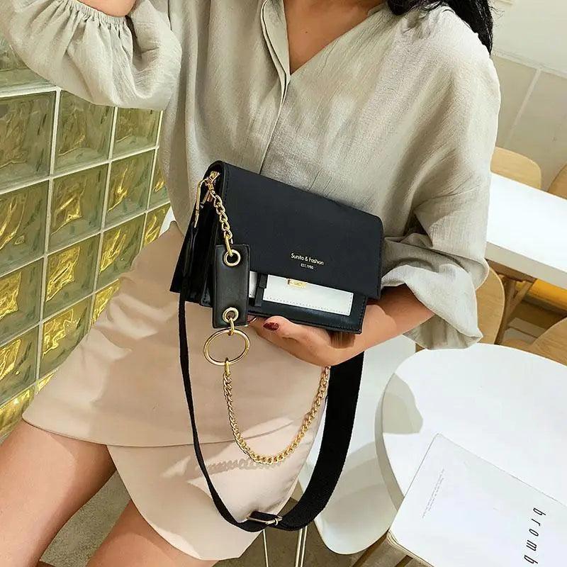 New Look Contrast Color Scrub Leather Crossbody Bags For Women And Girls Simple Chain Shoulder Bag , Purses And Handbags For Ladies Stevvex