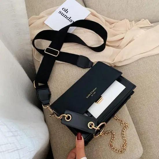 New Look Contrast Color Scrub Leather Crossbody Bags For Women And Girls Simple Chain Shoulder Bag , Purses And Handbags For Ladies Stevvex