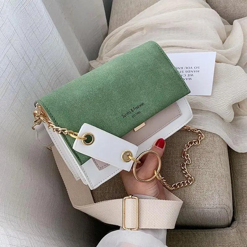 New Look Contrast Color Scrub Leather Crossbody Bags For Women And Girls Simple Chain Shoulder Bag , Purses And Handbags For Ladies Stevvex