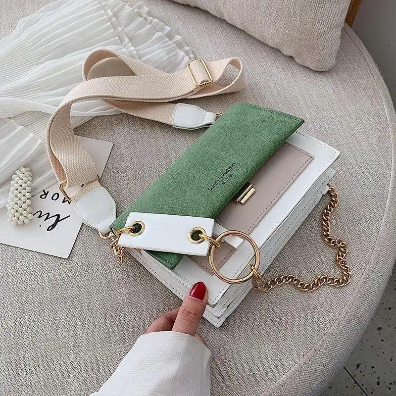 New Look Contrast Color Scrub Leather Crossbody Bags For Women And Girls Simple Chain Shoulder Bag , Purses And Handbags For Ladies Stevvex