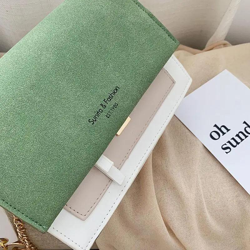 New Look Contrast Color Scrub Leather Crossbody Bags For Women And Girls Simple Chain Shoulder Bag , Purses And Handbags For Ladies Stevvex