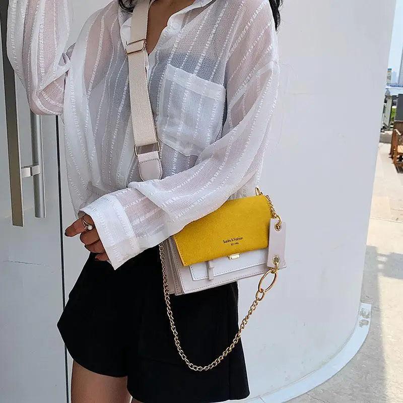 New Look Contrast Color Scrub Leather Crossbody Bags For Women And Girls Simple Chain Shoulder Bag , Purses And Handbags For Ladies Stevvex