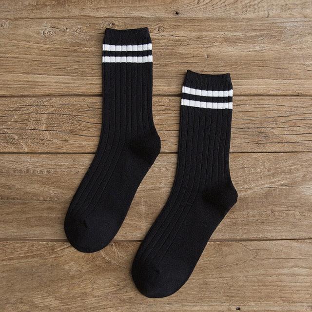 New Loose Solid Colors High School Girls Cute Socks Needles Knitting Cotton Scrunch Socks For Women Stevvex