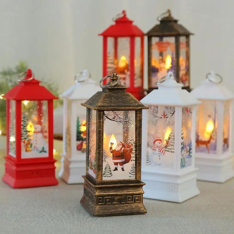 New Luxurious Christmas Ornament LED Lamp Desktop Hanging Santa Claus Elk Lantern Xmas Home Party Decoration Prop Lights Kids Gift Stevvex