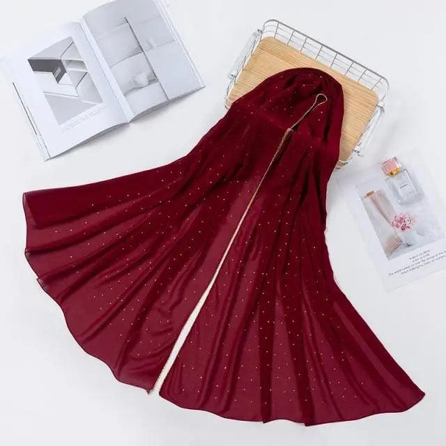New Luxurious Gold Chiffon Head Scarf Solid Soft Long Muslim Scarves For Women Hijab Musulman Female Shawl and Wrap Stevvex