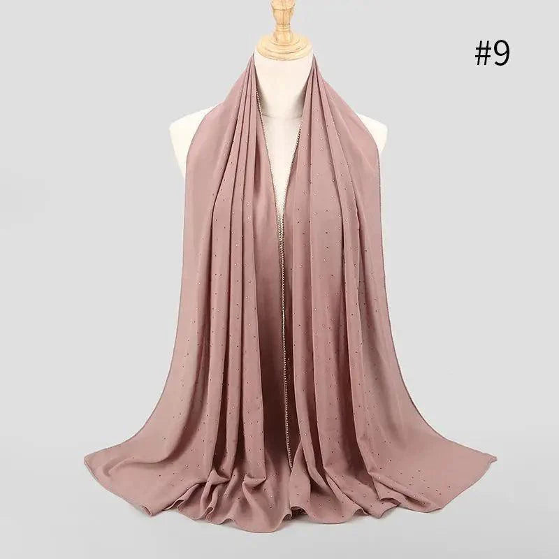 New Luxurious Gold Chiffon Head Scarf Solid Soft Long Muslim Scarves For Women Hijab Musulman Female Shawl and Wrap Stevvex