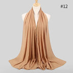 New Luxurious Gold Chiffon Head Scarf Solid Soft Long Muslim Scarves For Women Hijab Musulman Female Shawl and Wrap Stevvex
