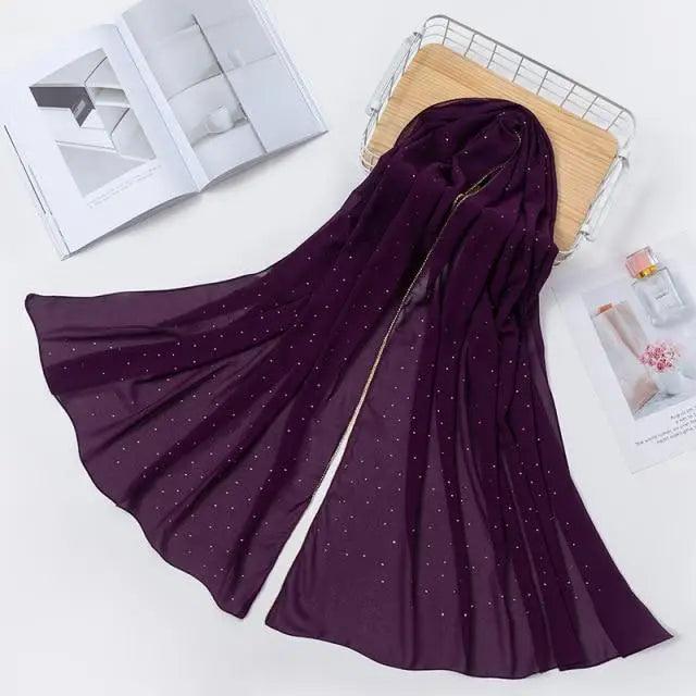 New Luxurious Gold Chiffon Head Scarf Solid Soft Long Muslim Scarves For Women Hijab Musulman Female Shawl and Wrap Stevvex