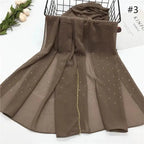 New Luxurious Gold Chiffon Head Scarf Solid Soft Long Muslim Scarves For Women Hijab Musulman Female Shawl and Wrap