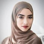 New Luxurious Gold Chiffon Head Scarf Solid Soft Long Muslim Scarves For Women Hijab Musulman Female Shawl and Wrap Stevvex