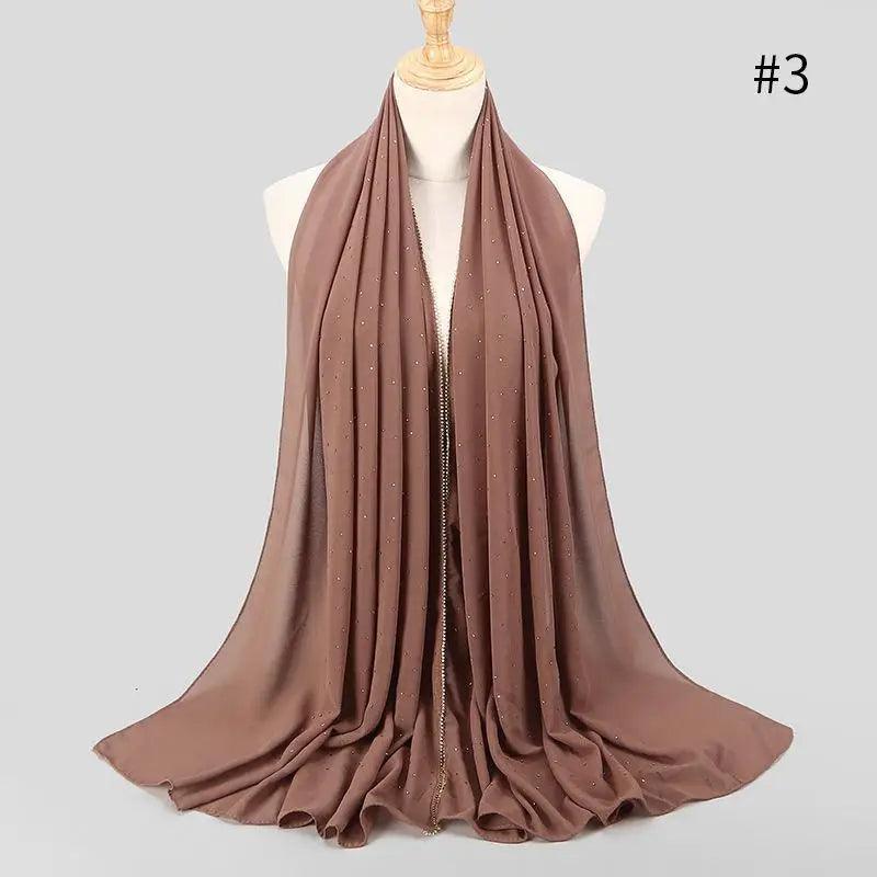 New Luxurious Gold Chiffon Head Scarf Solid Soft Long Muslim Scarves For Women Hijab Musulman Female Shawl and Wrap Stevvex