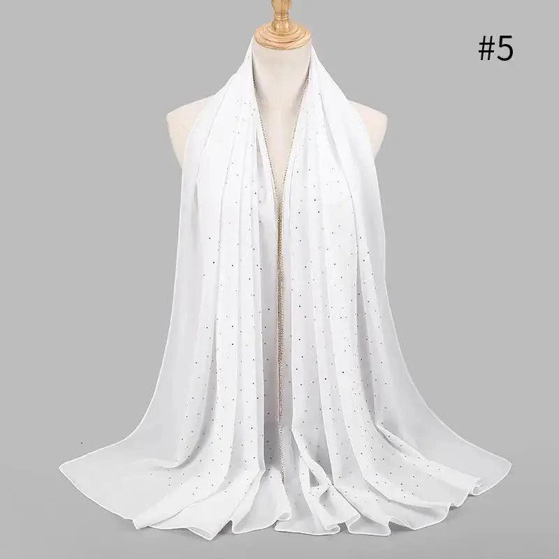 New Luxurious Gold Chiffon Head Scarf Solid Soft Long Muslim Scarves For Women Hijab Musulman Female Shawl and Wrap Stevvex