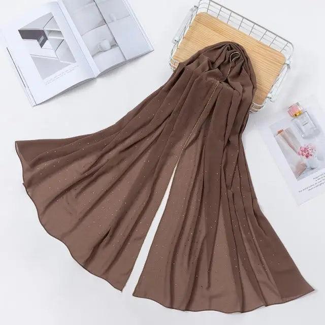 New Luxurious Gold Chiffon Head Scarf Solid Soft Long Muslim Scarves For Women Hijab Musulman Female Shawl and Wrap Stevvex