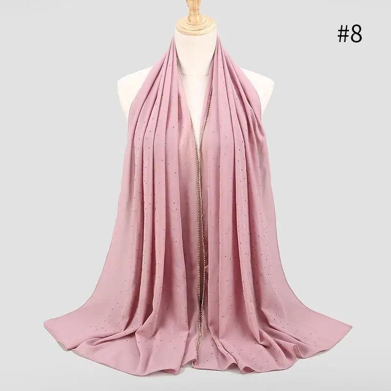 New Luxurious Gold Chiffon Head Scarf Solid Soft Long Muslim Scarves For Women Hijab Musulman Female Shawl and Wrap Stevvex