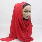 New Luxurious Gold Chiffon Head Scarf Solid Soft Long Muslim Scarves For Women Hijab Musulman Female Shawl and Wrap Stevvex