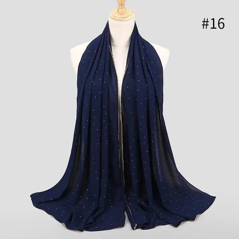 New Luxurious Gold Chiffon Head Scarf Solid Soft Long Muslim Scarves For Women Hijab Musulman Female Shawl and Wrap Stevvex