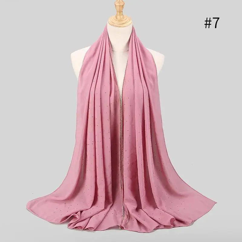 New Luxurious Gold Chiffon Head Scarf Solid Soft Long Muslim Scarves For Women Hijab Musulman Female Shawl and Wrap Stevvex