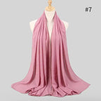 New Luxurious Gold Chiffon Head Scarf Solid Soft Long Muslim Scarves For Women Hijab Musulman Female Shawl and Wrap Stevvex