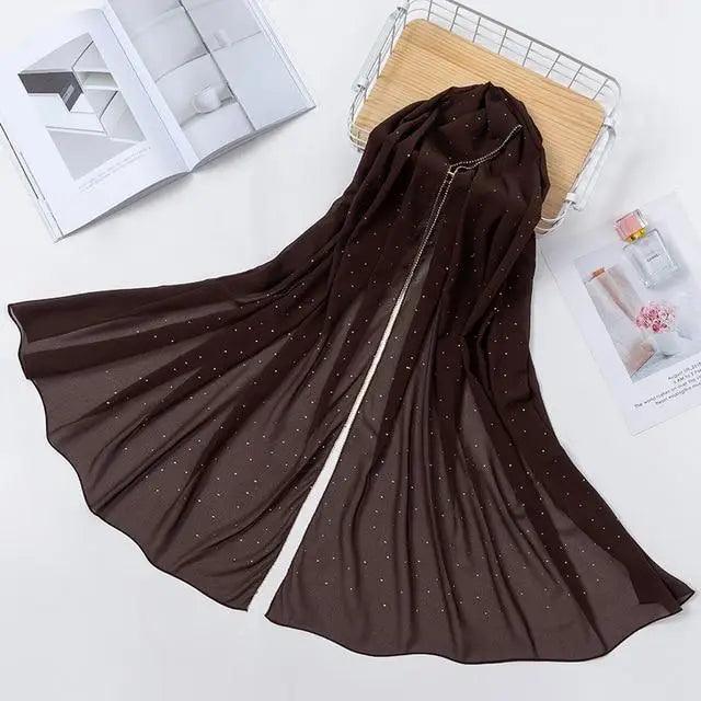New Luxurious Gold Chiffon Head Scarf Solid Soft Long Muslim Scarves For Women Hijab Musulman Female Shawl and Wrap Stevvex