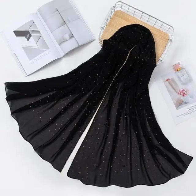 New Luxurious Gold Chiffon Head Scarf Solid Soft Long Muslim Scarves For Women Hijab Musulman Female Shawl and Wrap Stevvex