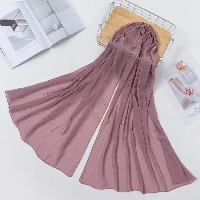 New Luxurious Gold Chiffon Head Scarf Solid Soft Long Muslim Scarves For Women Hijab Musulman Female Shawl and Wrap Stevvex