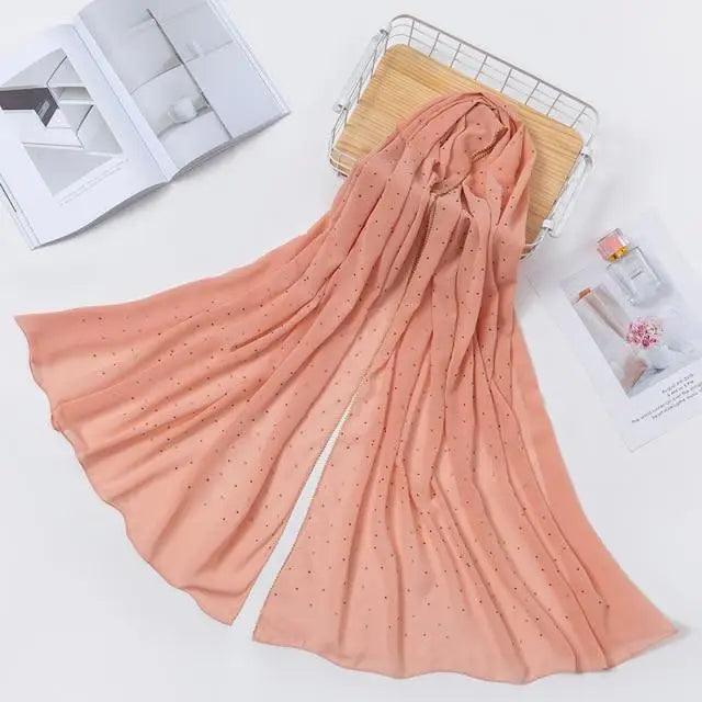New Luxurious Gold Chiffon Head Scarf Solid Soft Long Muslim Scarves For Women Hijab Musulman Female Shawl and Wrap Stevvex