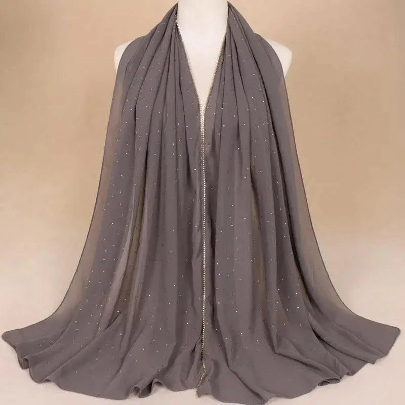 New Luxurious Gold Chiffon Head Scarf Solid Soft Long Muslim Scarves For Women Hijab Musulman Female Shawl and Wrap Stevvex