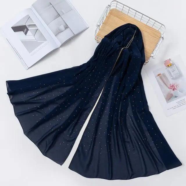 New Luxurious Gold Chiffon Head Scarf Solid Soft Long Muslim Scarves For Women Hijab Musulman Female Shawl and Wrap Stevvex