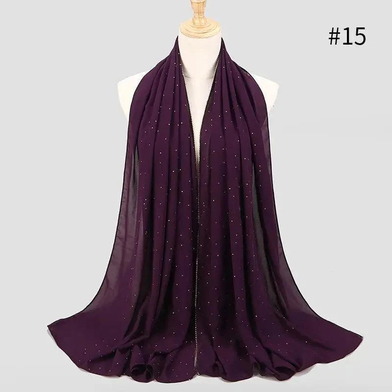 New Luxurious Gold Chiffon Head Scarf Solid Soft Long Muslim Scarves For Women Hijab Musulman Female Shawl and Wrap Stevvex