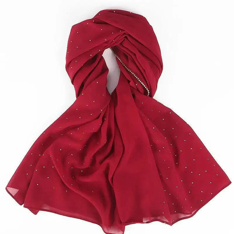 New Luxurious Gold Chiffon Head Scarf Solid Soft Long Muslim Scarves For Women Hijab Musulman Female Shawl and Wrap Stevvex
