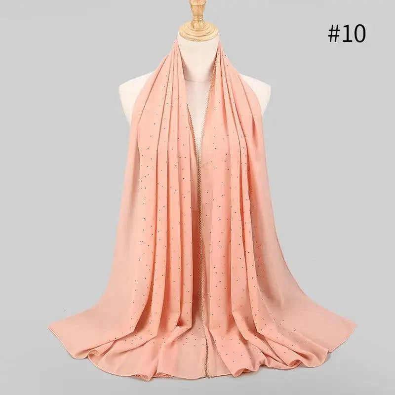 New Luxurious Gold Chiffon Head Scarf Solid Soft Long Muslim Scarves For Women Hijab Musulman Female Shawl and Wrap Stevvex