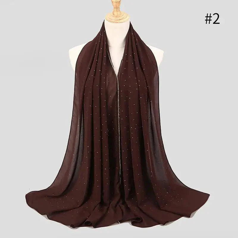 New Luxurious Gold Chiffon Head Scarf Solid Soft Long Muslim Scarves For Women Hijab Musulman Female Shawl and Wrap Stevvex