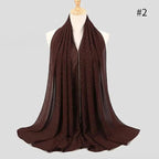 New Luxurious Gold Chiffon Head Scarf Solid Soft Long Muslim Scarves For Women Hijab Musulman Female Shawl and Wrap Stevvex