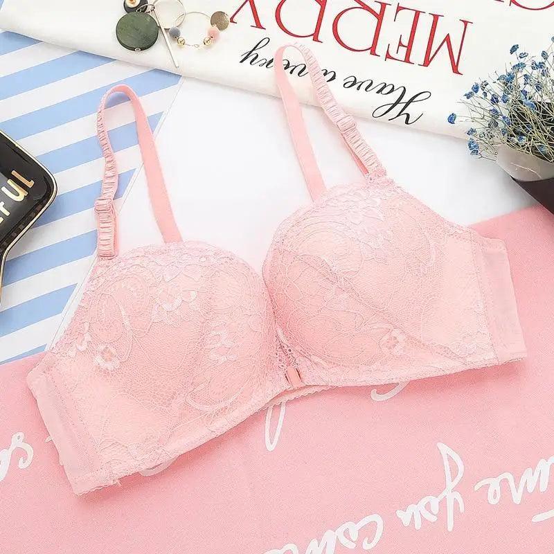 New Luxurious Lace Floral Wireless Bras For Women Front Closure Bras Plus Size Bralette Comfortable  Adjusted Push Up Bra Stevvex
