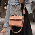 Female Flip Square Bag Leather Women's Designer Handbag Crocodile Pattern Shoulder Messenger Bags Stevvex