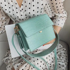 Female Flip Square Bag Leather Women's Designer Handbag Crocodile Pattern Shoulder Messenger Bags Stevvex