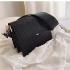 Female Flip Square Bag Leather Women's Designer Handbag Crocodile Pattern Shoulder Messenger Bags Stevvex