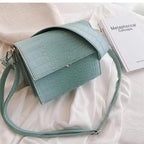 Female Flip Square Bag Leather Women's Designer Handbag Crocodile Pattern Shoulder Messenger Bags Stevvex