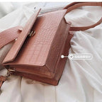 Female Flip Square Bag Leather Women's Designer Handbag Crocodile Pattern Shoulder Messenger Bags Stevvex