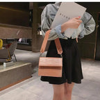 Female Flip Square Bag Leather Women's Designer Handbag Crocodile Pattern Shoulder Messenger Bags Stevvex