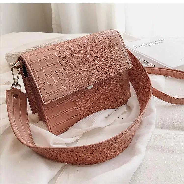 Female Flip Square Bag Leather Women's Designer Handbag Crocodile Pattern Shoulder Messenger Bags Stevvex