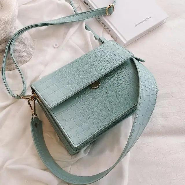Female Flip Square Bag Leather Women's Designer Handbag Crocodile Pattern Shoulder Messenger Bags Stevvex