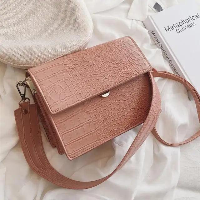 Female Flip Square Bag Leather Women's Designer Handbag Crocodile Pattern Shoulder Messenger Bags Stevvex