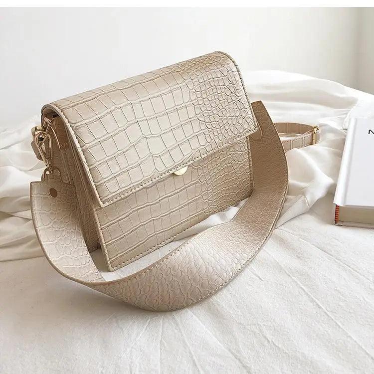 Female Flip Square Bag Leather Women's Designer Handbag Crocodile Pattern Shoulder Messenger Bags Stevvex