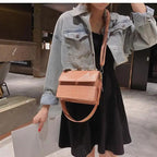 Female Flip Square Bag Leather Women's Designer Handbag Crocodile Pattern Shoulder Messenger Bags Stevvex