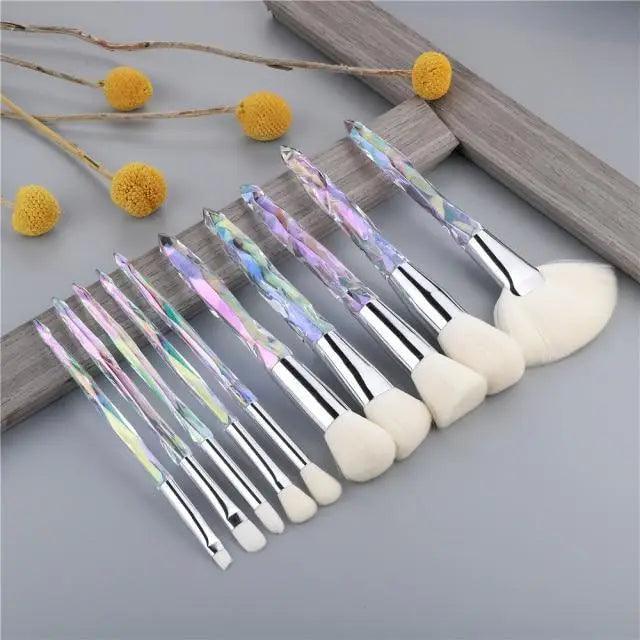 New Luxury Cosmic Color New Luxury Crystal Makeup Brushes Powder Foundation Eyeshadow Eyebrow Cosmetics for Face Fan Make Up Brush Set Stevvex