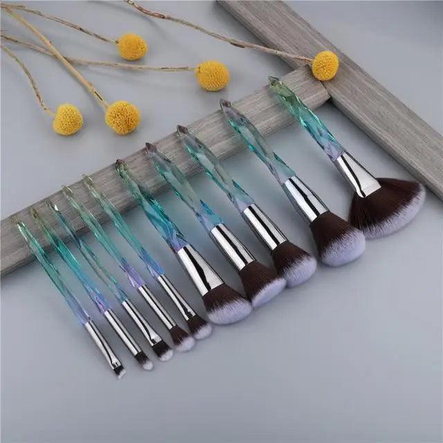 New Luxury Cosmic Color New Luxury Crystal Makeup Brushes Powder Foundation Eyeshadow Eyebrow Cosmetics for Face Fan Make Up Brush Set Stevvex