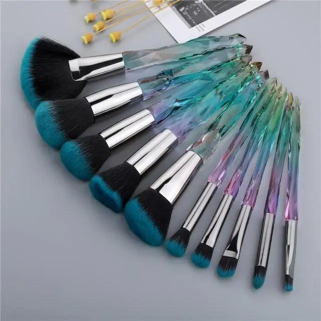 New Luxury Cosmic Color New Luxury Crystal Makeup Brushes Powder Foundation Eyeshadow Eyebrow Cosmetics for Face Fan Make Up Brush Set Stevvex